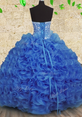 Noble Floor Length Lace Up Quinceanera Dresses Royal Blue and In for Military Ball and Sweet 16 and Quinceanera with Beading and Ruffles