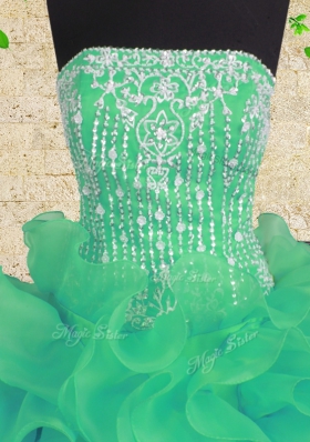 Sleeveless Lace Up Floor Length Beading and Ruffles Quinceanera Gown