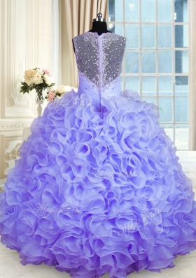Fantastic Organza Sleeveless Floor Length 15 Quinceanera Dress and Beading and Ruffles