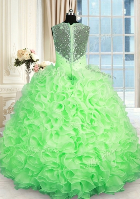 Quinceanera Gowns Military Ball and Sweet 16 and Quinceanera and For with Beading and Ruffles Straps Sleeveless Zipper