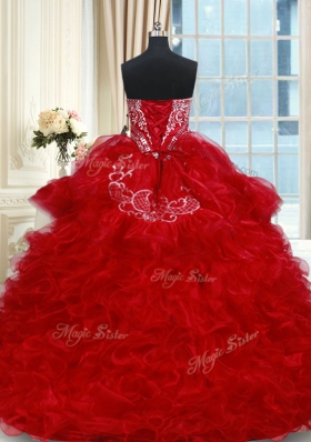 Charming Sleeveless Lace Up Floor Length Beading and Ruffles Quinceanera Dresses