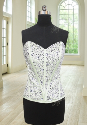 Dazzling Four Piece Sleeveless Floor Length Beading and Ruffles Lace Up Ball Gown Prom Dress with Yellow Green