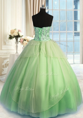 Exquisite Three Piece Sleeveless Beading and Ruching Lace Up Sweet 16 Dress