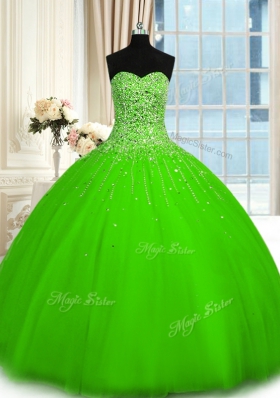 Fantastic Sweetheart Lace Up Beading Sweet 16 Dress Sleeveless
