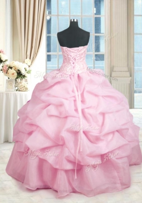 Floor Length Ball Gowns Sleeveless Pink Sweet 16 Dresses Lace Up