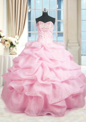 Floor Length Ball Gowns Sleeveless Pink Sweet 16 Dresses Lace Up