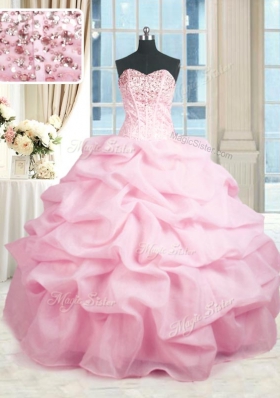 Floor Length Ball Gowns Sleeveless Pink Sweet 16 Dresses Lace Up