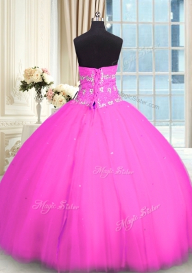 Floor Length Pink Vestidos de Quinceanera Sweetheart Sleeveless Lace Up