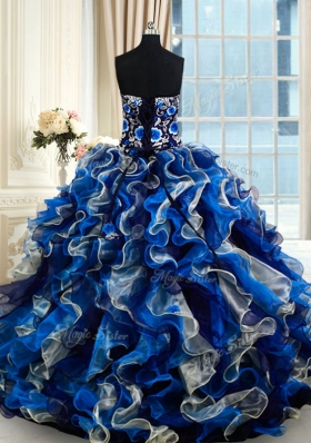 Multi-color Sweetheart Lace Up Beading and Ruffles Quinceanera Gowns Sleeveless