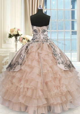 Sleeveless Beading and Embroidery and Ruffled Layers Lace Up 15 Quinceanera Dress