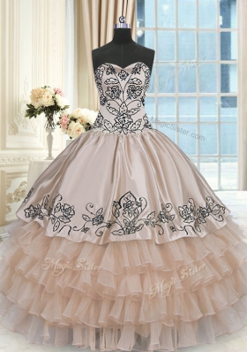 Sleeveless Beading and Embroidery and Ruffled Layers Lace Up 15 Quinceanera Dress