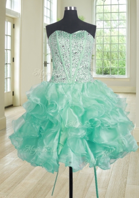 Three Piece Sleeveless Lace Up Floor Length Beading and Ruffles 15th Birthday Dress