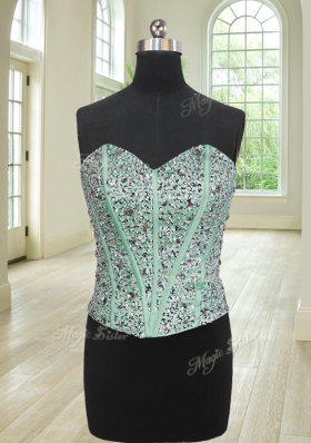 Three Piece Turquoise Sweetheart Lace Up Beading and Ruffles Quinceanera Dresses Sleeveless