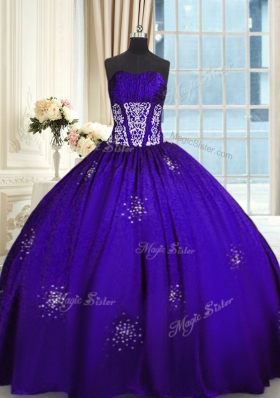Admirable Purple Lace Up Sweet 16 Dresses Beading and Appliques and Ruching Sleeveless Floor Length