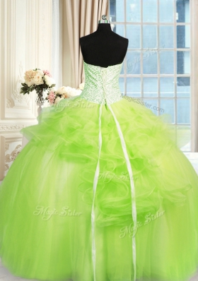 Cheap Ball Gowns Quinceanera Gown Strapless Tulle Sleeveless Floor Length Lace Up