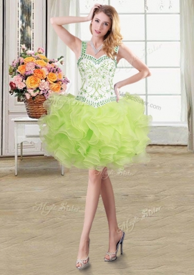 Enchanting Four Piece Straps Straps Sleeveless Lace Up Floor Length Beading and Lace and Ruffles Sweet 16 Quinceanera Dress