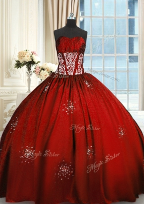 Exceptional Wine Red Lace Up Sweet 16 Dresses Beading and Appliques and Ruching Sleeveless Floor Length