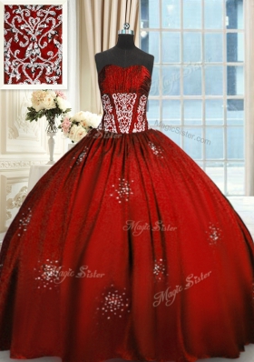 Exceptional Wine Red Lace Up Sweet 16 Dresses Beading and Appliques and Ruching Sleeveless Floor Length