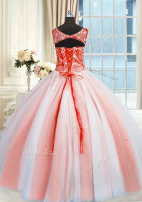 Glamorous Sequins Floor Length Multi-color 15th Birthday Dress V-neck Sleeveless Lace Up