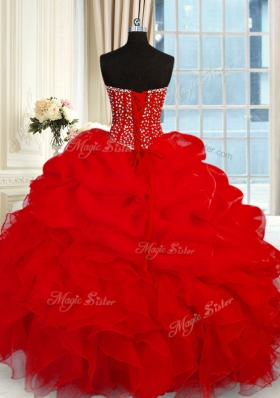 Most Popular Sleeveless Lace Up Floor Length Beading and Ruffles Quinceanera Gown