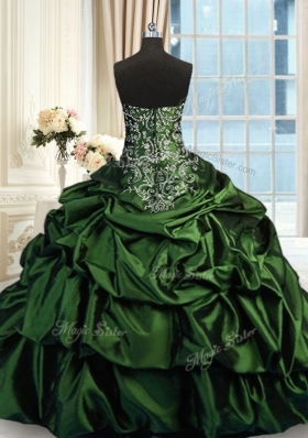 Pick Ups Floor Length Ball Gowns Sleeveless Dark Green Sweet 16 Dresses Zipper