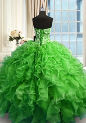 Sleeveless Beading and Ruffles Floor Length Vestidos de Quinceanera
