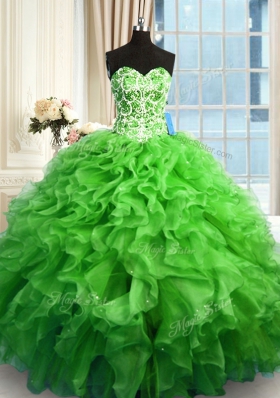 Sleeveless Beading and Ruffles Floor Length Vestidos de Quinceanera