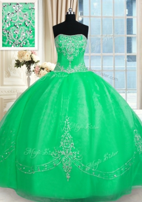 Sleeveless Lace Up Floor Length Beading and Embroidery Sweet 16 Dress