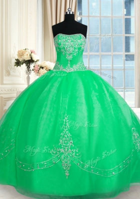 Sleeveless Lace Up Floor Length Beading and Embroidery Sweet 16 Dress