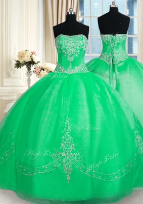 Sleeveless Lace Up Floor Length Beading and Embroidery Sweet 16 Dress