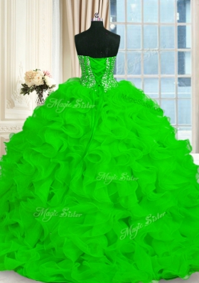 Super With Train Ball Gowns Sleeveless 15th Birthday Dress Brush Train Lace Up