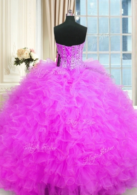 Ball Gowns Quinceanera Gown Lilac Strapless Tulle Sleeveless Floor Length Lace Up