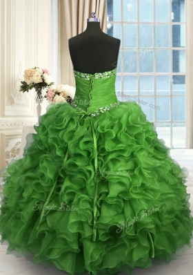 High End Floor Length Ball Gowns Sleeveless Green Quinceanera Dress Lace Up