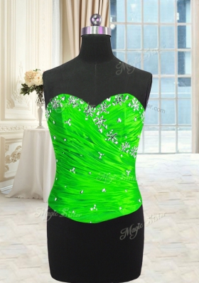 Latest Four Piece Sleeveless Organza Floor Length Lace Up Quince Ball Gowns in for with Beading and Ruffles and Ruching