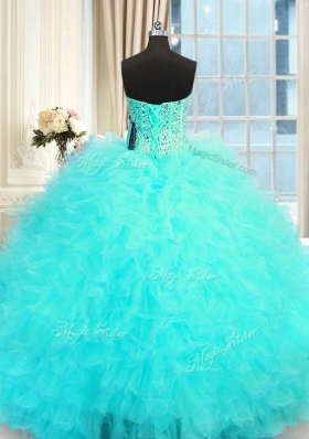 Sleeveless Beading and Ruffles Lace Up Quinceanera Gowns