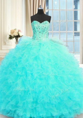 Sleeveless Beading and Ruffles Lace Up Quinceanera Gowns