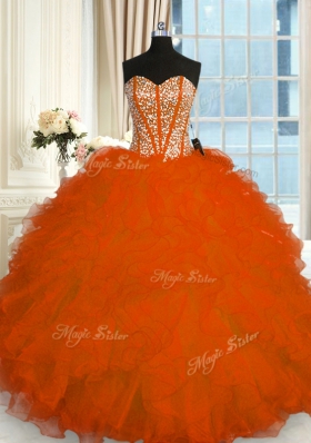 Stylish Floor Length Red Quinceanera Gowns Sweetheart Sleeveless Lace Up