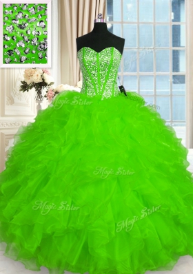 Sweet 16 Dresses Military Ball and Sweet 16 and Quinceanera and For with Beading and Ruffles Sweetheart Sleeveless Lace Up