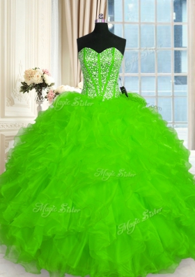 Sweet 16 Dresses Military Ball and Sweet 16 and Quinceanera and For with Beading and Ruffles Sweetheart Sleeveless Lace Up