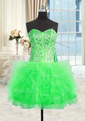 Three Piece Sleeveless Floor Length Beading and Ruffles Lace Up 15 Quinceanera Dress with