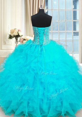 Traditional Sleeveless Lace Up Floor Length Beading and Ruffles Sweet 16 Quinceanera Dress