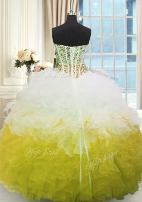 Multi-color Quinceanera Gowns Military Ball and Sweet 16 and Quinceanera and For with Beading and Ruffles Sweetheart Sleeveless Lace Up