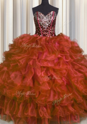 Stunning Red Quince Ball Gowns Military Ball and Sweet 16 and Quinceanera and For with Beading and Ruffles Sweetheart Sleeveless Lace Up