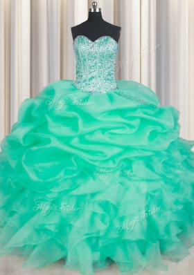 Attractive Pick Ups Floor Length Apple Green Ball Gown Prom Dress Sweetheart Sleeveless Lace Up