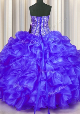 Ball Gowns Quince Ball Gowns Purple Sweetheart Organza Sleeveless Floor Length Lace Up