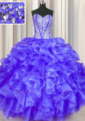 Ball Gowns Quince Ball Gowns Purple Sweetheart Organza Sleeveless Floor Length Lace Up