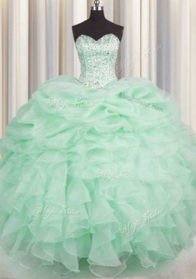 Fitting Sleeveless Lace Up Floor Length Beading and Ruffles 15 Quinceanera Dress