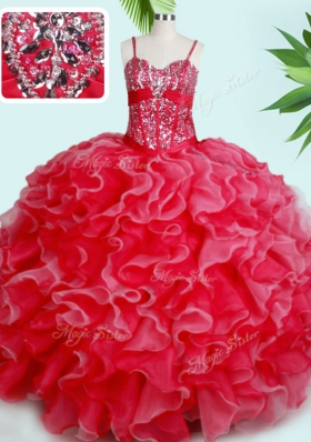 Most Popular Organza Sleeveless Floor Length Quinceanera Dresses and Beading and Ruffles