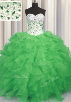 Best Sleeveless Beading and Ruffles Floor Length 15 Quinceanera Dress