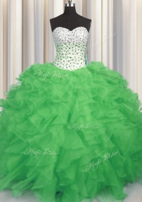 Best Sleeveless Beading and Ruffles Floor Length 15 Quinceanera Dress